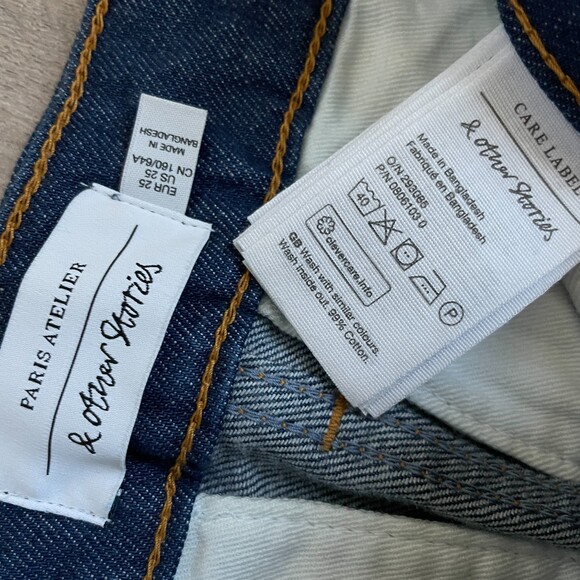 & Other Stories high rise wide leg flare blue jeans size 25 - Picture 6 of 10